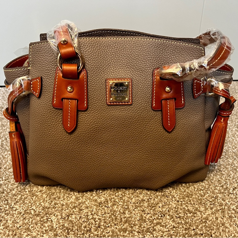 Dooney & Bourke Pebble Leather Small Winged Shopper - Elephant - NWT